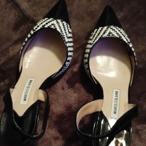 Manolo Blahnik Black and White Houndstooth Heels